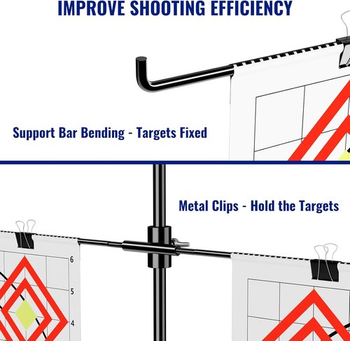 Highwild Adjustable Paper Target Stand, Frame with 8 Clips | Clear Bullseye Targets Sheet for Shooting Practice
