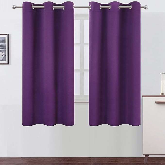 LEMOMO Purple Blackout Curtains/42 x 63 Inch/Set of Two Panels Grommet Bedroom