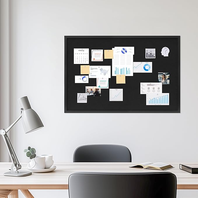 DAHAPYBOO Cork Board with Linen Black, Bulletin Board 36"x24", Corkboards