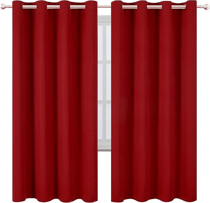 LEMOMO Red Thermal Blackout Curtains/52 x 72 Inch/Set of 2 Panels Room