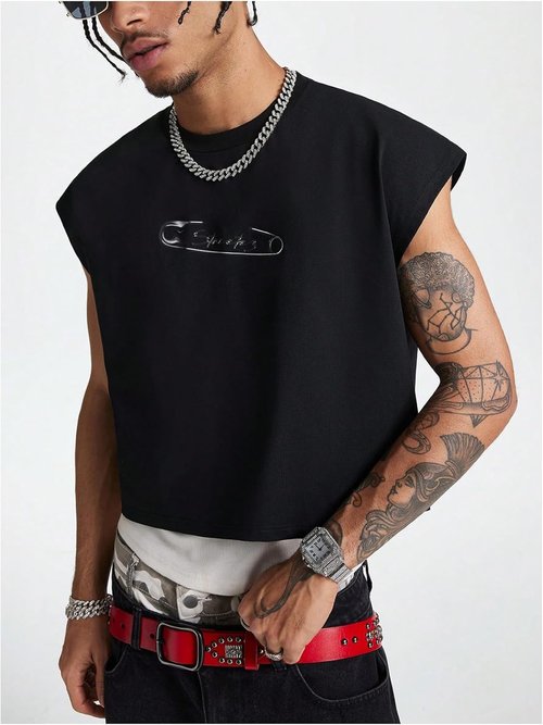 GORGLITTER Men's Crop Vest Top - Stylish Dolman Sleeve Crewneck Pullover Tank - Comfortable Fit