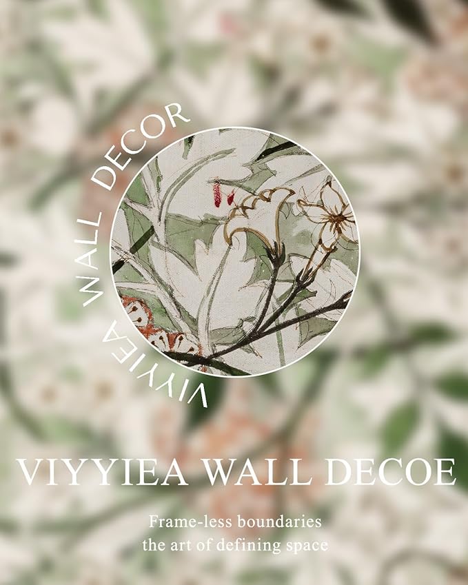 VIYYIEA Extra Large Size Canvas Wall Art, 36x54 Inch Vintage Botanical Hanging Scroll Painting with Wildflower Pattern, Rustic Floral Wall Decor for Living Room, Bedroom, or Entryway