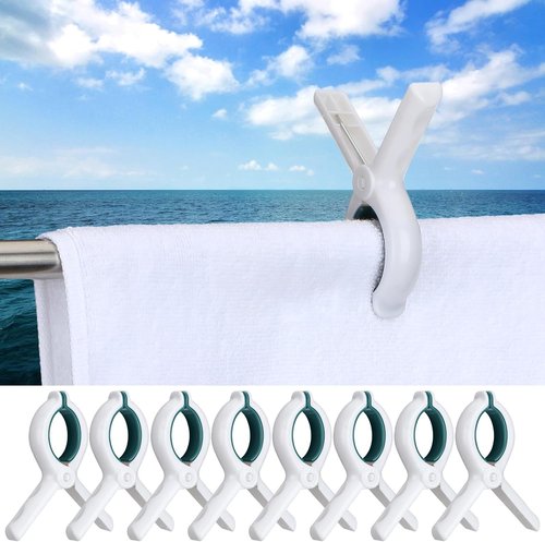 Hushee Marine Boat Rail Towel Clips - Storm-Proof Large Clips for Pontoon & Outdoor Use | 8 Pack