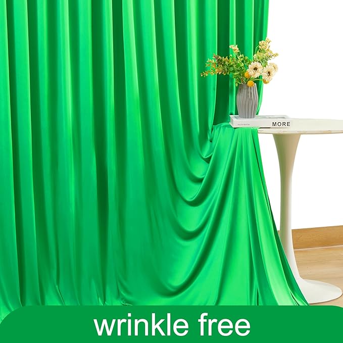 Green Backdrop Curtain for Parties Baby Shower Wrinkle Free Green Photo Curtains Backdrop Drapes Fabric Decoration for Birthday Party 5ft x 8ft,2 Panels