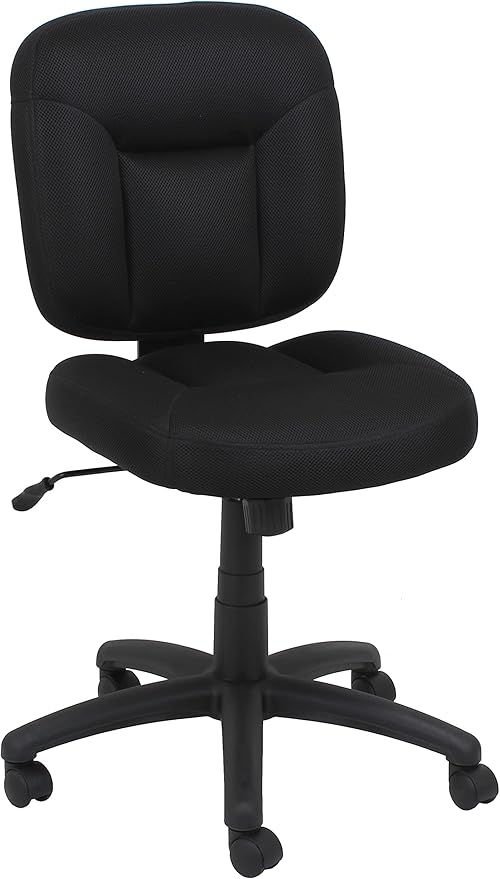 Amazon Basics Low-Back Office Desk Chair with Back Support, Adjustable Height, 360 Degree Swivel, Fabric Upholstery, Rolling, Black