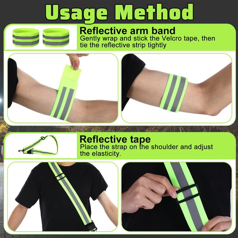 High Visibility Reflectives Safety Running Belts Reflective Sash for Walking at Night Reflective Running Gear Night Walking Safety Gear Reflectives Sash with 2 Pcs Reflectivees Armbands for Men Women