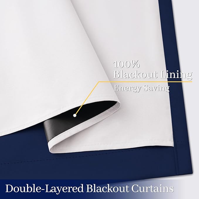Yakamok 100% Blackout Curtain Panels 63 inches Cold and Light Blocking Drapes