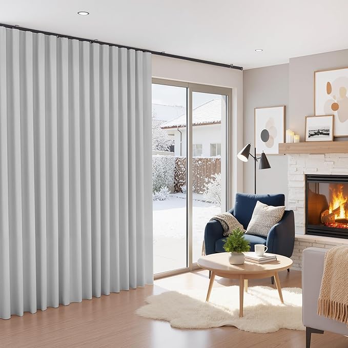 RYB HOME 100% Blackout Sliding Door Curtain, Extra Wide Room Divider Curtain