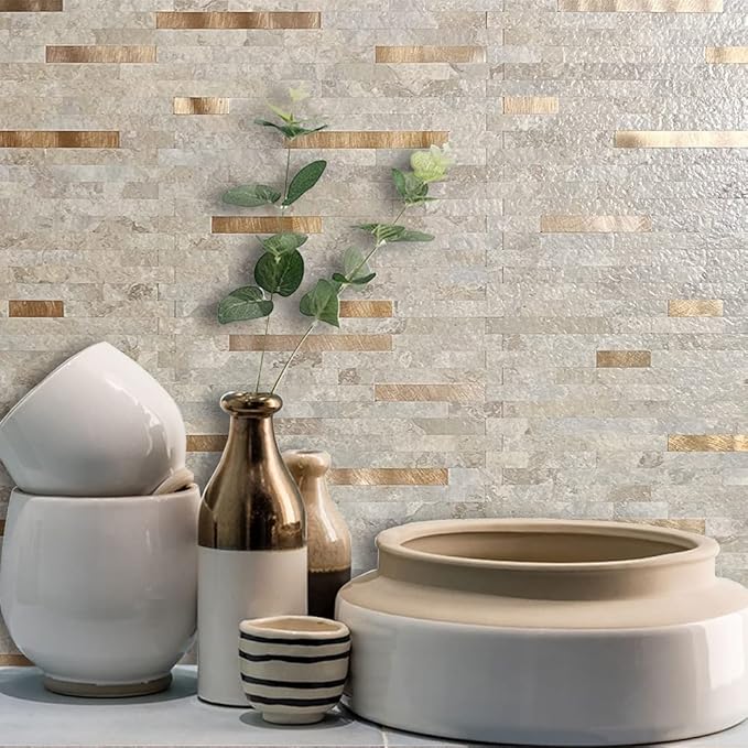 AULIGET Faux Stone Peel and Stick Backsplash