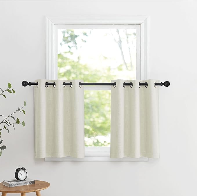 NICETOWN 24 inch Long Blackout Tiers, Farmhouse Grommet Half Window Curtains