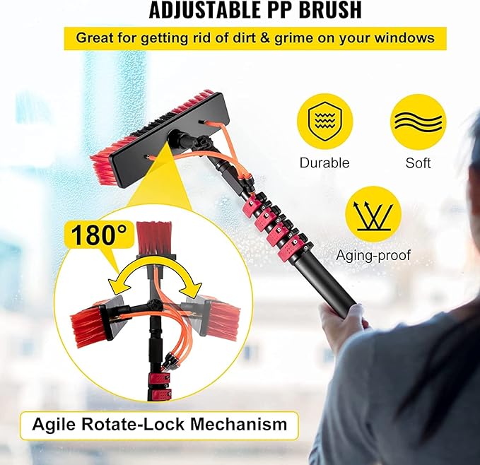 Generic 3.6-12m Window Cleaning Pole, Telescopic Window Cleaner Kit, Water/Hose Fed Pole, Window Cleaning Brush Equipment, Cleaning Photovoltaic and Solar Panels,12FT/3.6M