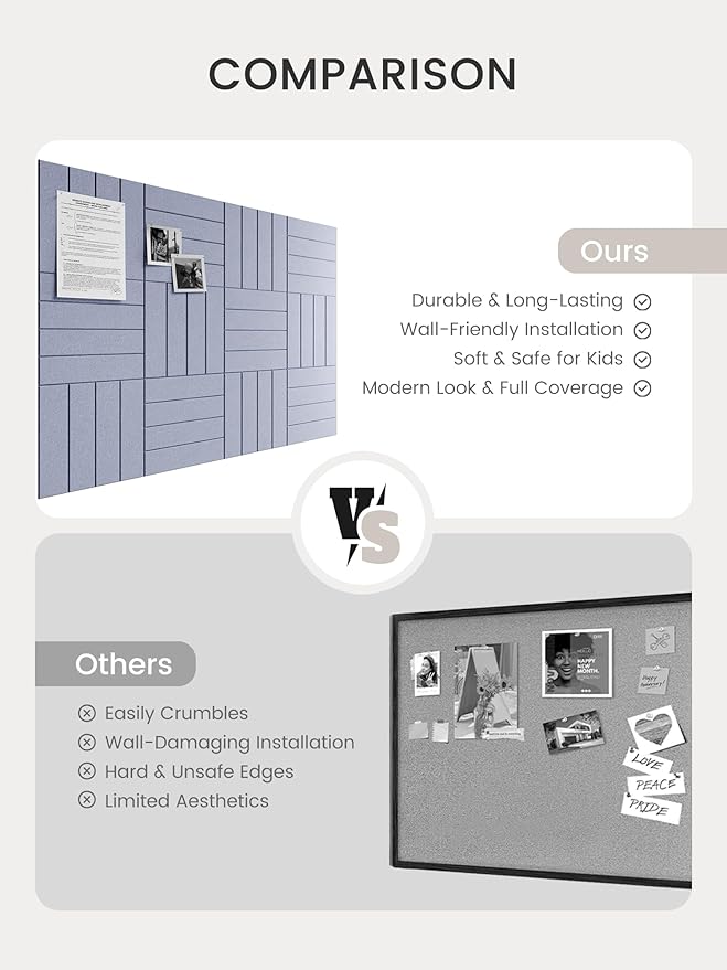 Bumusty Large Cork Board Alternative-48 x 36" Felt Bulletin Board Tiles