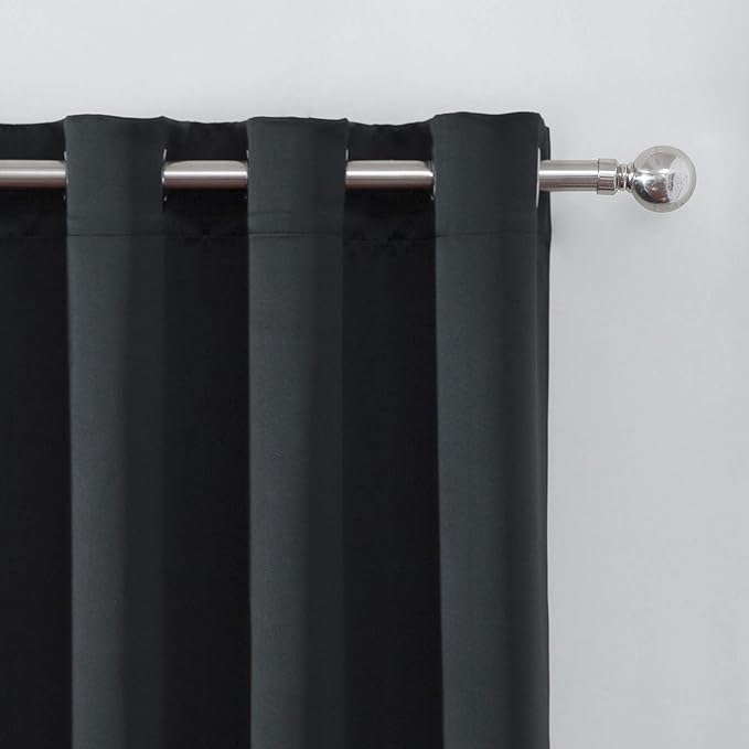 LEMOMO Blackout Curtains 52 x 108 inch/Black Curtains Set of 2 Panels/Thermal