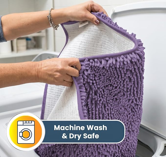 Muddy Mat® | Super Water Absorbent Door Mat Indoor, Microfiber Quick Dry Chenille Entryway Rug, Slip Resistant Front Door Mat, Indoor Mats for Entryway, Machine Washable Pet Rug, Lavender 24" x 96"