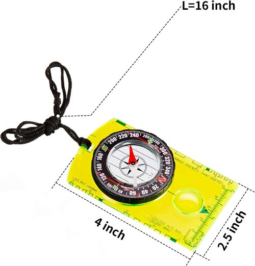 Gejoy Orienteering Compass Set - 6 Pieces with Declination, Magnifier & Ruler for Hiking, Camping & Navigation