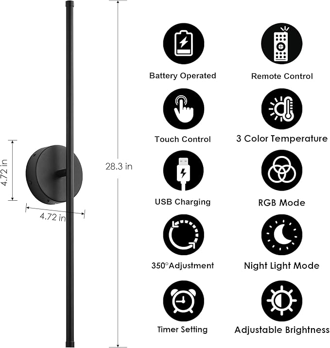 KARTOOSH Battery Operated Wall Sconces Set of Two,