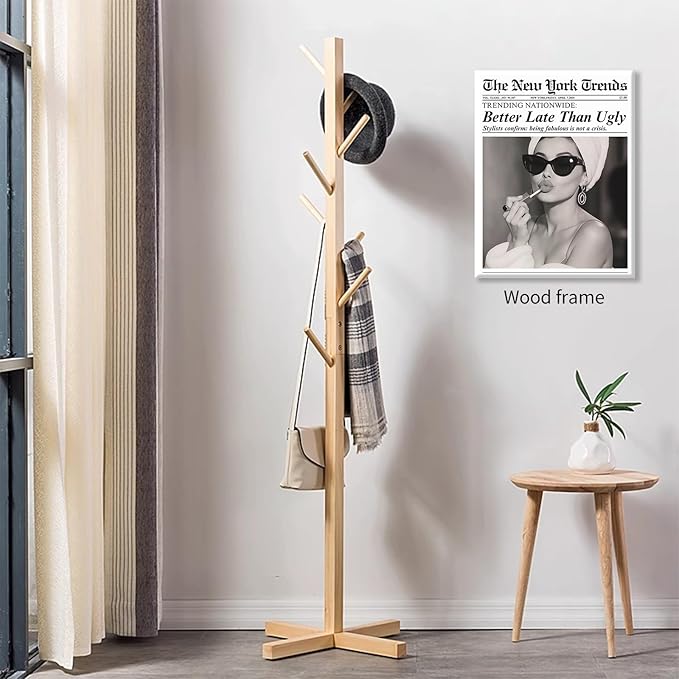 FuSatisYilife Trendy Newspaper Framed Posters Better Late Than Ugly Wall Art