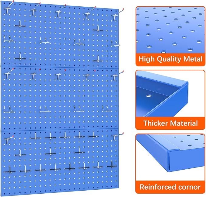 TORACK 3 PCS Metal Pegboard Panels