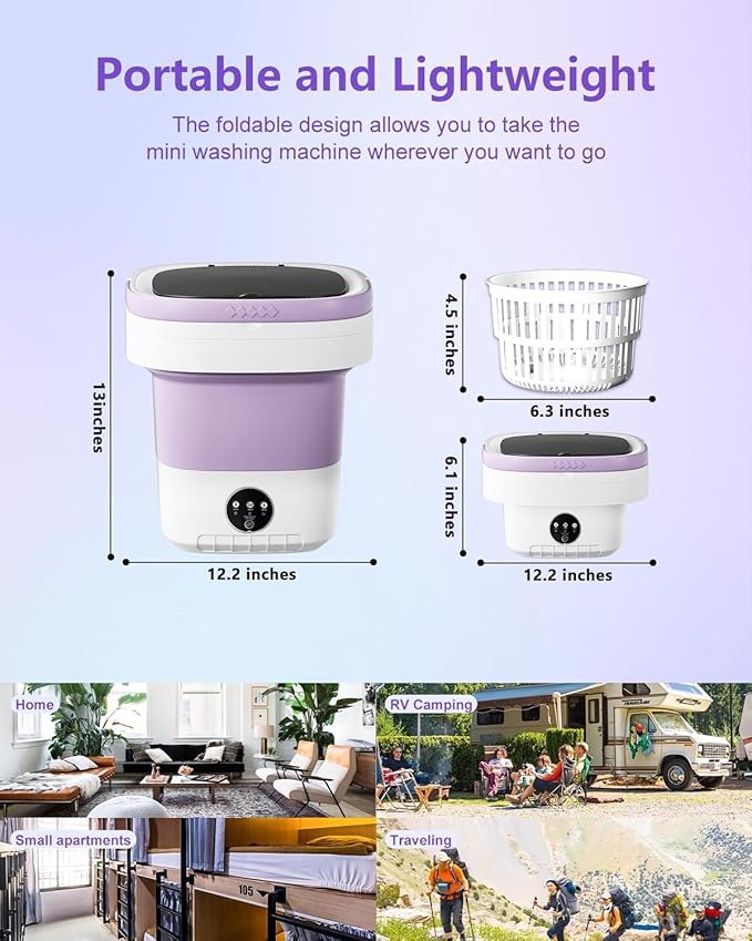 16L Portable Washing Machine, Foldable Small Washer with Spin Basket Laundry Machine, 3 Cleaning Modes Suitable for Underwear Baby Small Clothes, Foldable Design Ideal for Hotel Camping Apartment Home