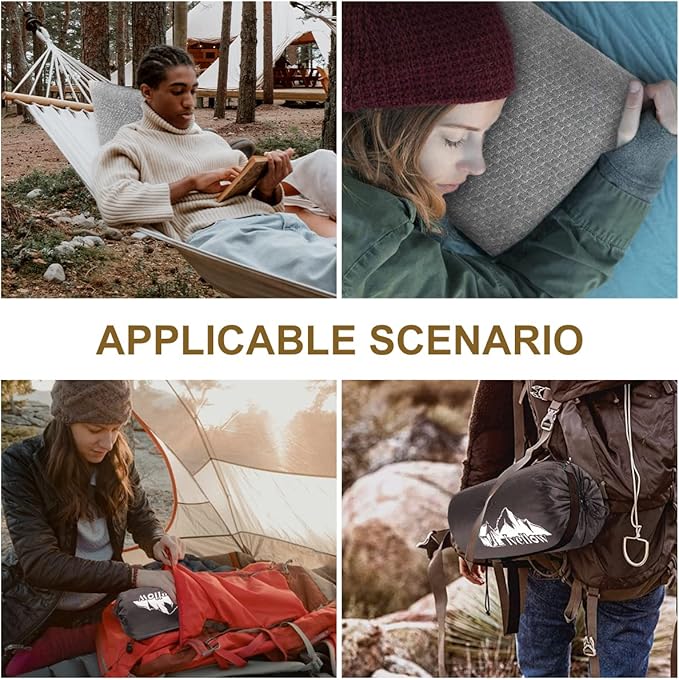 Ivellow Travel Pillow Compressible Camping Pillow for Sleeping Shredded Memory Foam Pillow Compact Firm Supportive for Adults Kids Outdoor Backpacking Hiking Essential Gear