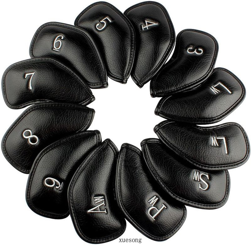 Xuesong Golf 12pcs Thick Synthetic Leather Golf Iron Head Covers Set Headcover Fit All Brands Callaway Ping Taylormade Cobra Etc