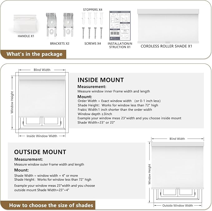 AOSKY Linen Roller Blinds Shades