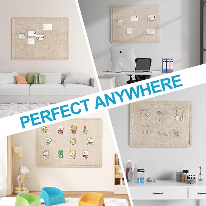 Large Felt Bulletin Board for Wall, Soft Felt Cork Board for Office, Home