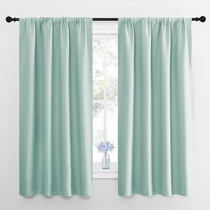 NICETOWN RV Blackout Curtains for Camper Windows, Aqua Blue, Short Blackout