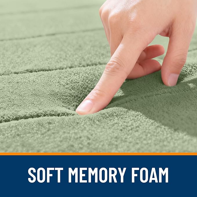 OLANLY Memory Foam Bath Mat 36x24, Super Soft Absorbent Bathroom Rugs, Quick Dry, Machine Washable Shower Floor Rugs, Bathmat Carpet, Bathroom Home Decor Accessories, Sage Green