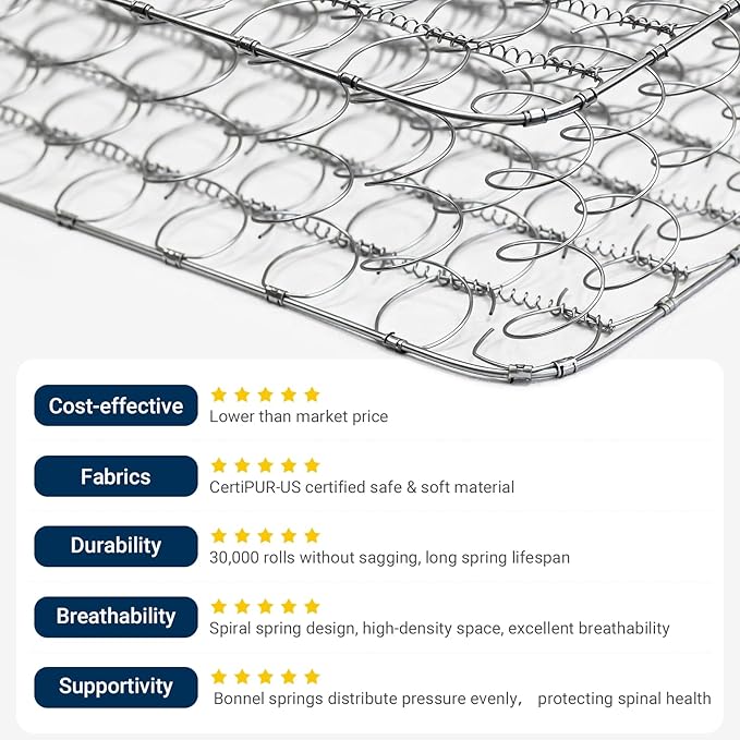 Avenco 8 Inch Full Mattress, Mattresses in a Box, Medium Soft, Breathable Fabric Cover & Adaptive Support, CertiPUR-US Certified, Full Size Mattress in Guest and Kids Bedroom