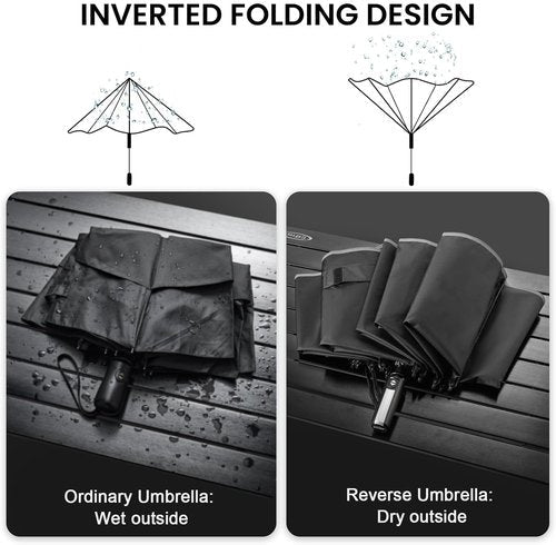 G4Free Inverted Umbrella - Windproof & Compact Design with Reflective Stripe | 54/62 Inch Automatic Open/Close