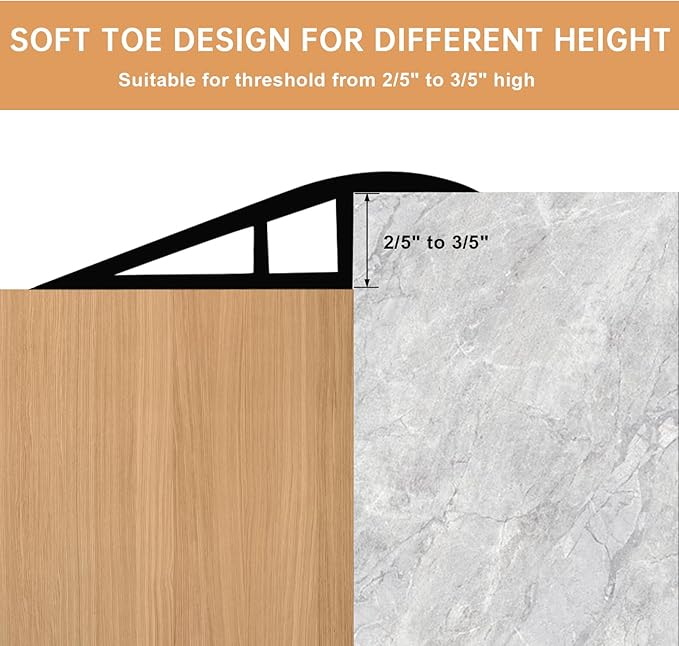 Vinyl Door Threshold Flooring Transition Strip Self Adhesive Carpet Edging Strip for Laminate Doorway Edge Threshold from 2/5" to 3/5" (Grayish Brown Wood Grain, 10 Ft)