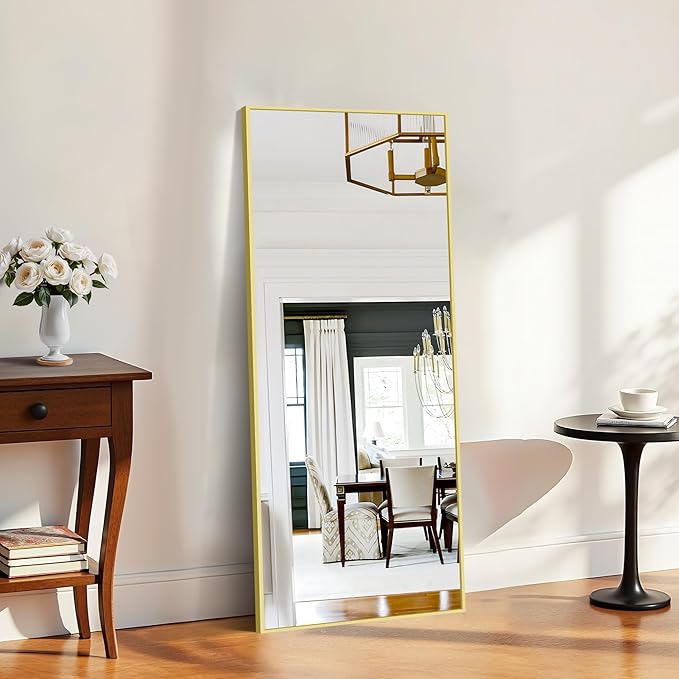 KOCUUY Large Gold Bathroom Mirror, HD Tempered Glass, Anti-Rust Frame, Modern