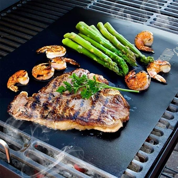 Grilling Accessories by Magnum Grill - 5 Piece BBQ Tools Set with 18" Grill Spatula, Tongs for Cooking, BBQ Grill Mat and 2X Strong Magnetic Hooks for Hanging on Barbeque - Heavy Duty Metal Grill Set