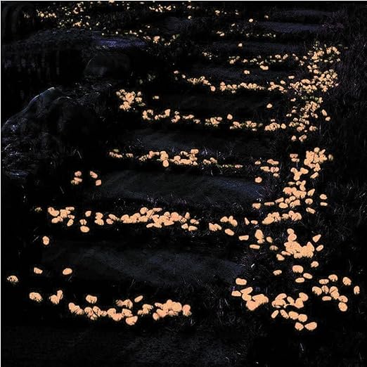 1100Pcs Glow Stones Glow in The Dark Garden Stones Pebbles, Gardening Luminous Stones Outdoor Decor Glowing Water Fish Tank Gravel (Orange)