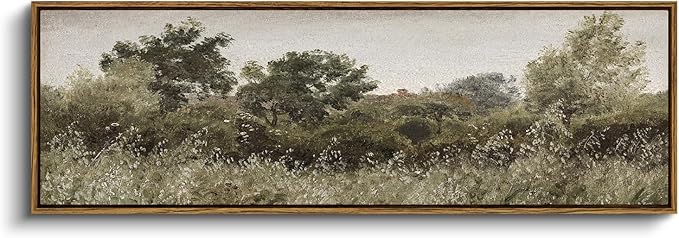 InSimSea Extra Large Framed Vintage Wall Art, Living Room Country Farmhouse Decor, Grassland Landscape Paintings, Canvas Prints, Retro Scenery Long Picture for Bedroom Above of Bed,12x36inch