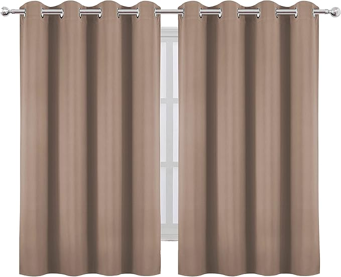 LEMOMO Cappuccino Blackout Curtains/52 x 45 Inch Length Set of 2 Panels Grommet
