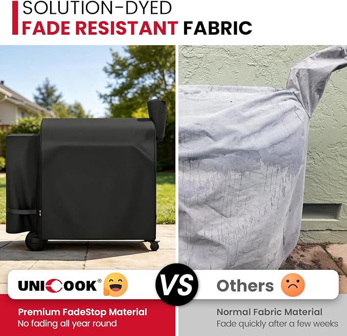 Unicook Grill Cover Compatible with Traeger Pro 34 Series, Texas Elite 34, Century 34, and Pro 780 Pellet Grills, Heavy Duty Waterproof Full-Length Outdoor BBQ Smoker Cover, All-Season Protection