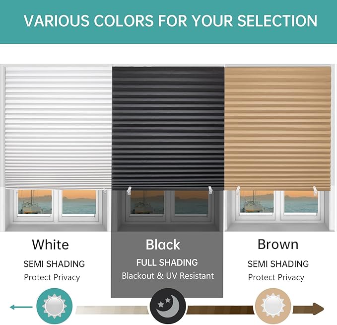 Changshade 6 Pack Temporary Shades, Pleated Paper Blinds