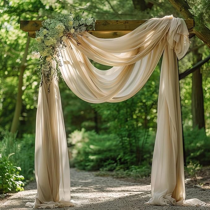 Wokceer Wedding Arch Draping Fabric 28.7" x 20FT Champagne Drapes Sheer Fabric Backdrop Arch Draping Fabrics for Wedding Ceremony Birthday Party Bridal Shower Decoration