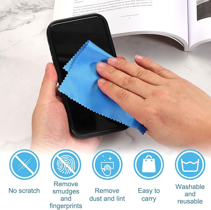 PATIKIL Eyeglass Microfiber Cleaning Cloth 7"x6", 200 Pack Glasses Cleaning Cloth Soft Wipe Screen Cloth for Camera Lens Eyeglasses Screens in Individual Vinyl Pouch, Gray