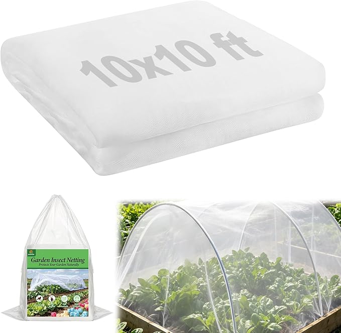 10x10ft Large Garden Netting - Ultra Fine Mesh Plant Covers to Keep Small Animals Pest Out, Bird Barrier Screen for Protecting Vegetables Fruits Flowers Raised Beds (Without Support Pole)