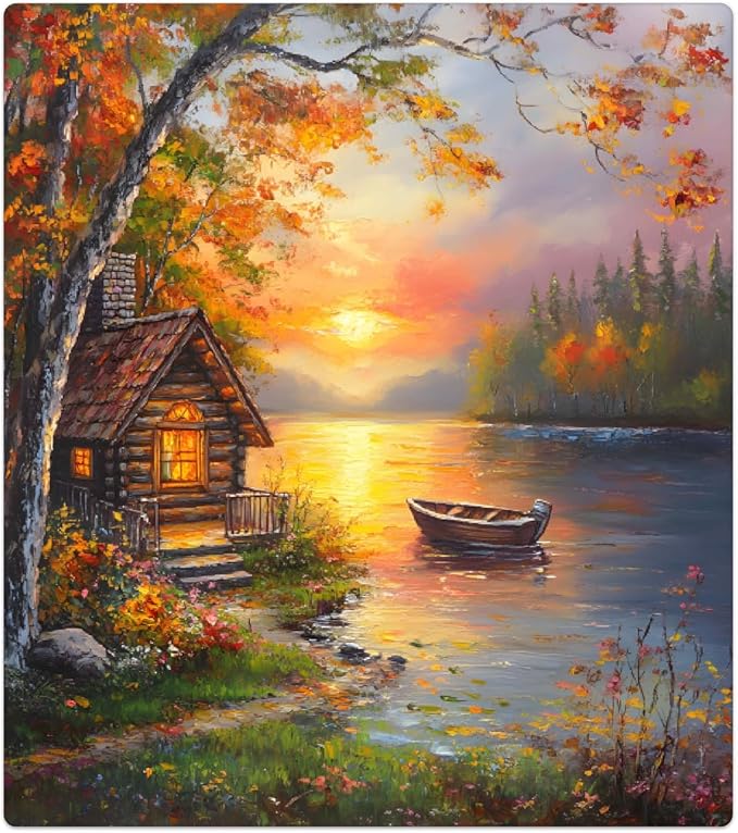 Autumn House Lake Boat Dishwasher Magnet Cover for The Front Magnetic Dishwasher Door Covers Dish Washer Sticker Wrap Home Decorative Appliances Panel Decal Kitchen Decor 23" x 26" (Magnetic)