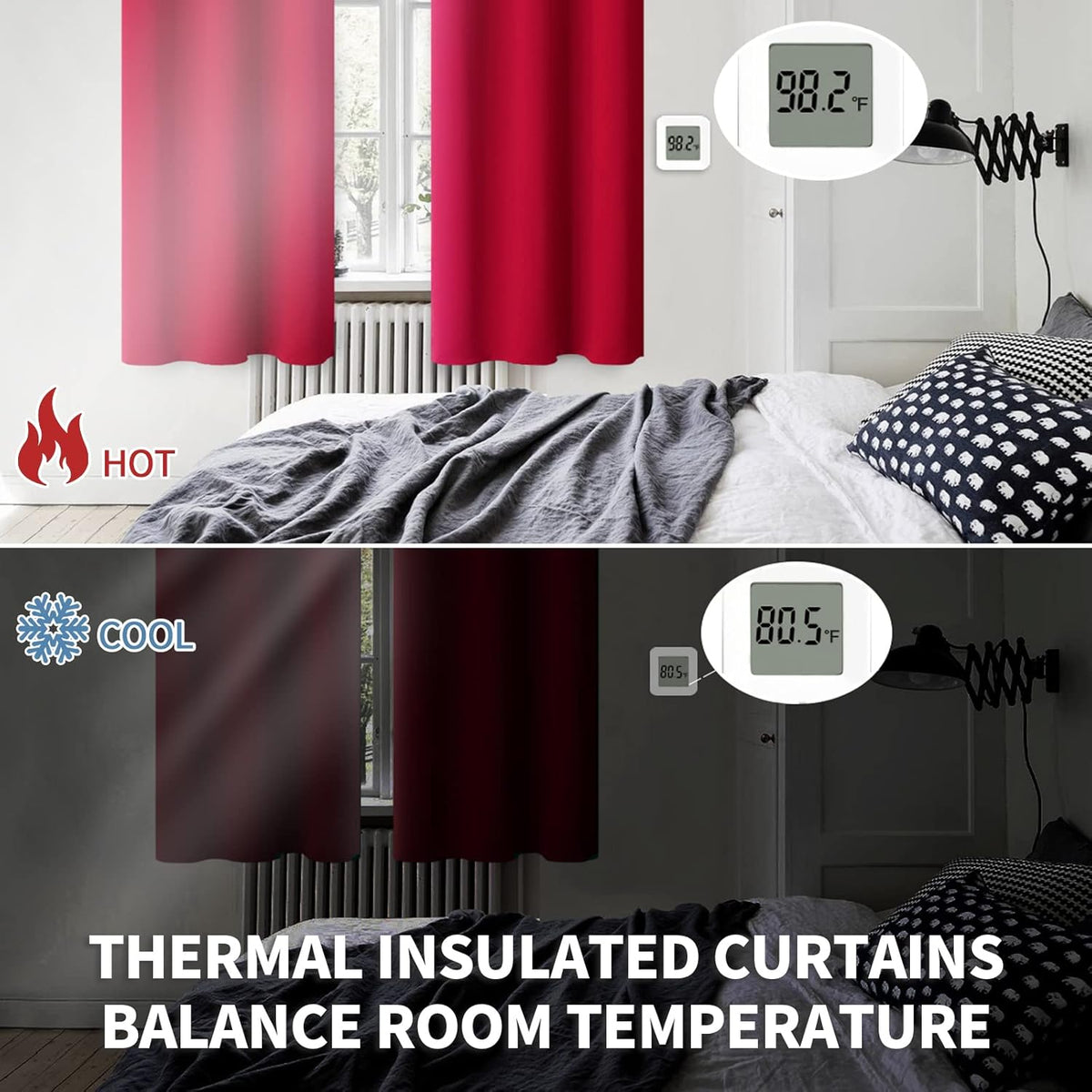 BGment Red Blackout Curtains 84 Inch Length for Living Room - Rod Pocket Thermal Insulated Room Darkening Drapes Blinds for Bedroom Ding Room, 52 x 84 Inch, 2 Panels