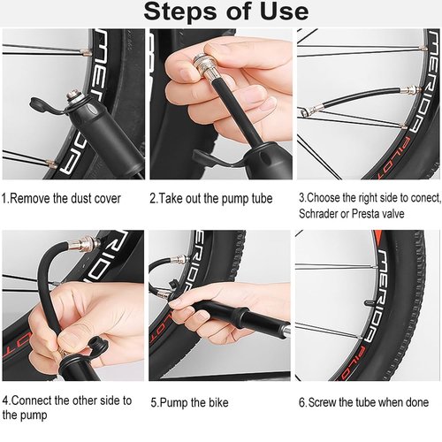 AaiLucky Mini Bike Pump Portable 100PSI High Pressure Bicycle Tire Pump, Bike Air Pump Fits Presta and Schrader Valve, Frame Mount for Road Mountain Bikes & Ball Pump with Needle