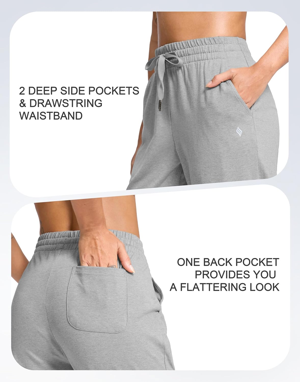 SANTINY Women's Tall Cotton Sweatpants - Comfortable Open Bottom Lounge Pants with Pockets | 31"/33"/35" Sizes