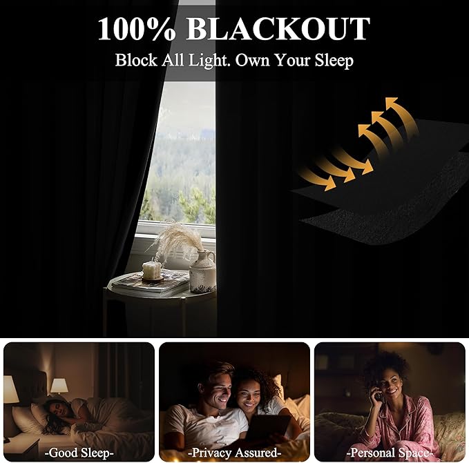RYB HOME 100%Blackout Room Divider Curtain, Thermal Insulated & Privacy Assurd