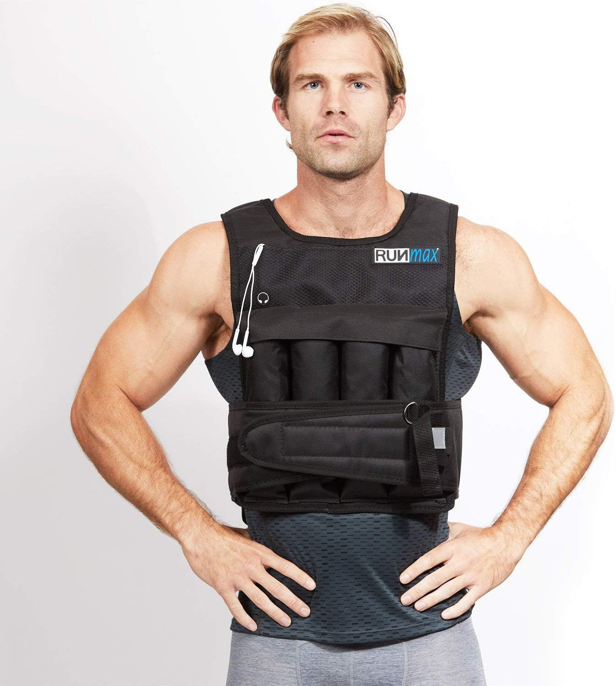 RUNmax Pro Weighted Vest - Adjustable 12-60lbs with Comfortable Shoulder Pads