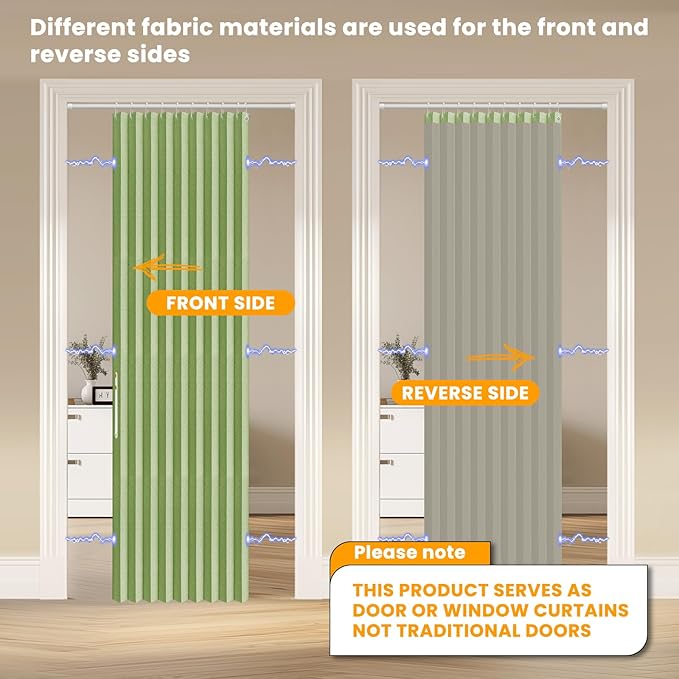 AJAZZ 100% Blackout Accordion Doors Interior Magnetic Door Curtain Accordion