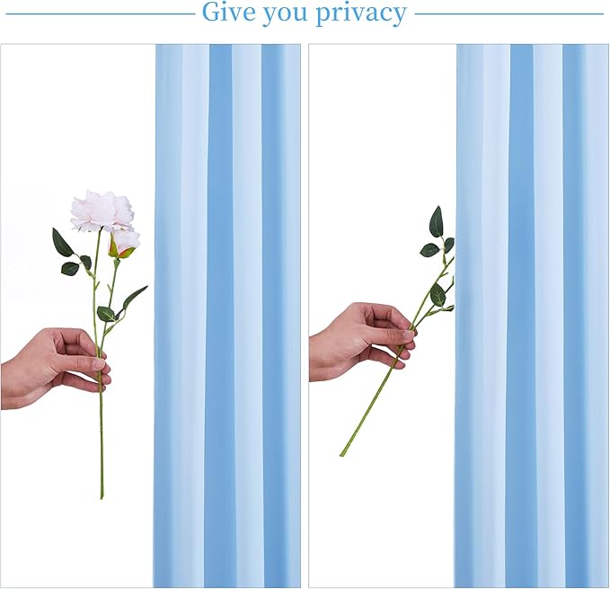 Baby Blue Backdrop Curtain for Baby Shower Parties Wrinkle Free Light Blue Curtains Backdrop Drapes Fabric Decoration for Birthday Party Photography 5ft x 8ft,2 Panels